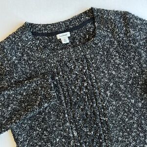 LL Bean‎ Black White Chunky Cable Knit Crewneck Sweater Women’s Size XS Regular